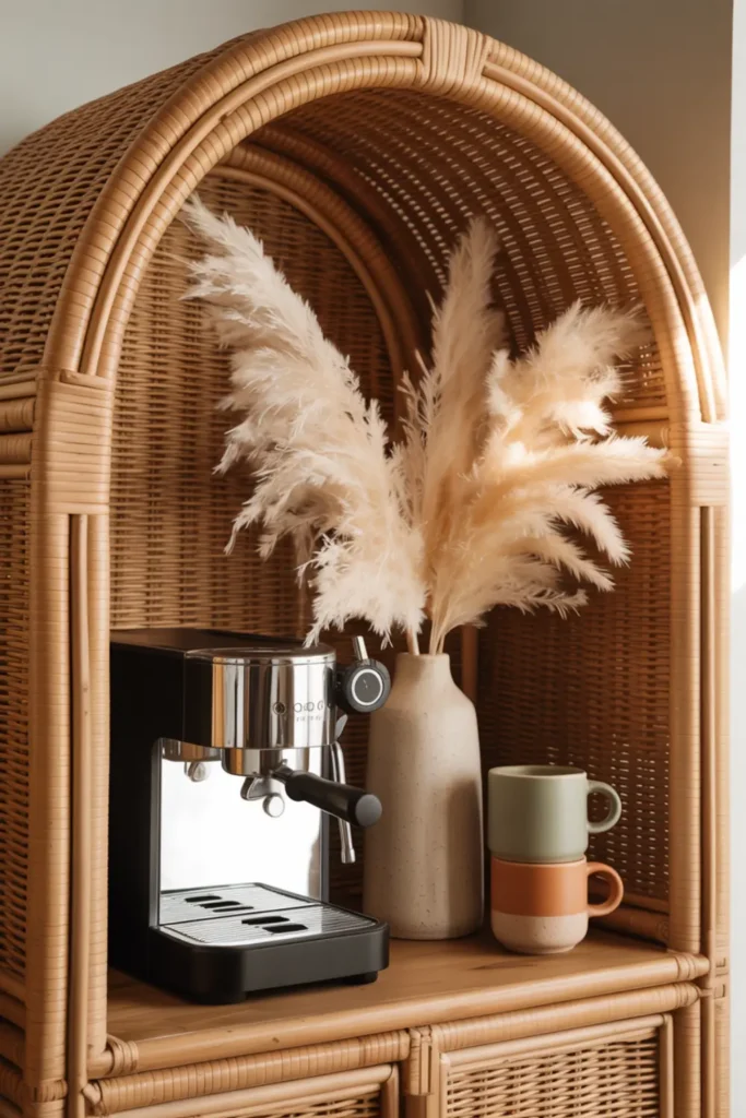 Boho Rattan Coffee Cabinet