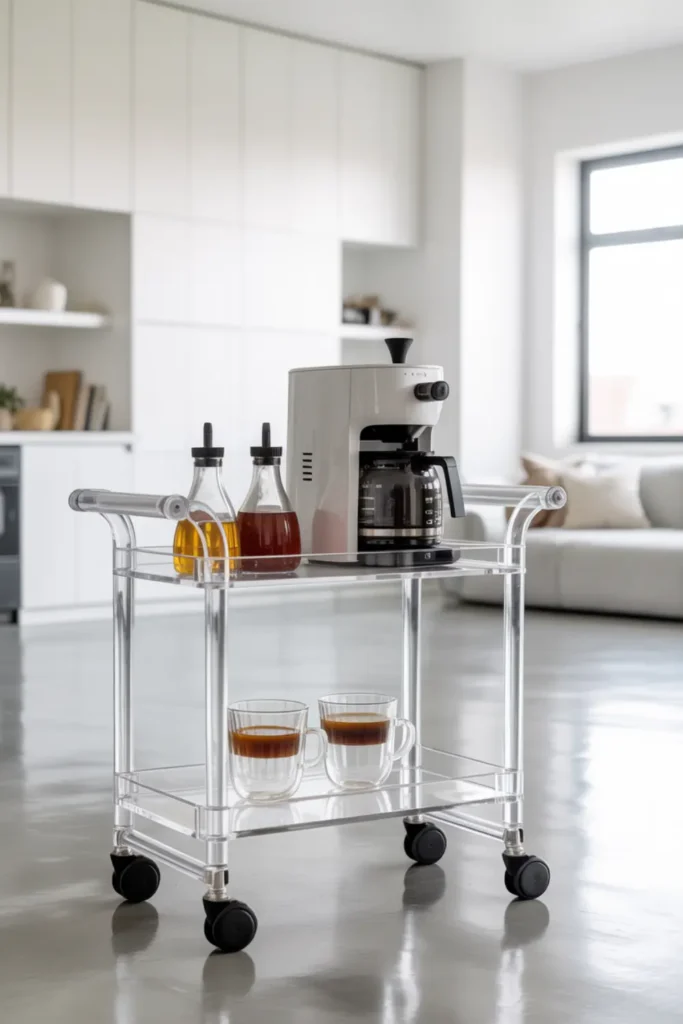 Clear Acrylic Coffee Cart