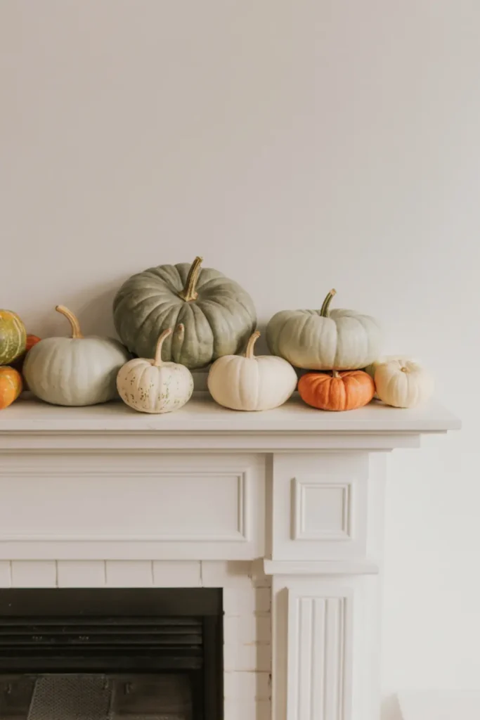 Neutral White and Green Heirloom Pumpkins