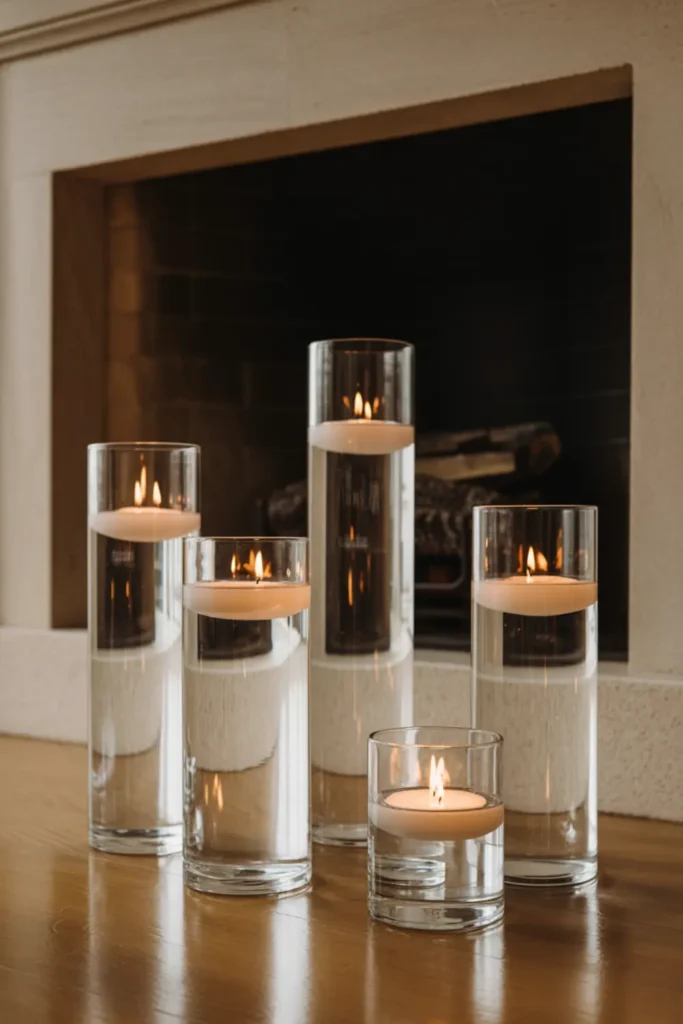 Floating Candles in Glass Cylinders