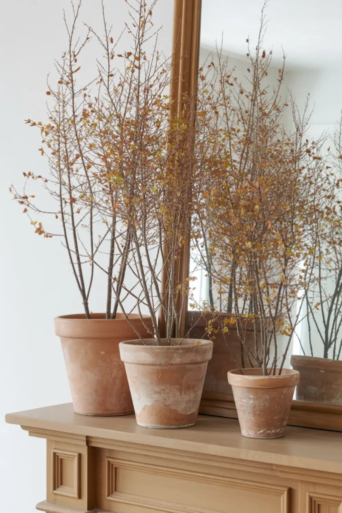 Terracotta Pots with Foraged Branches