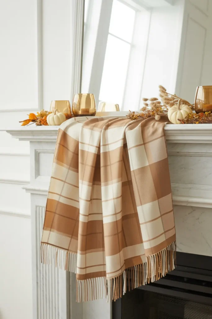 Subtle Plaid Mantel Scarf