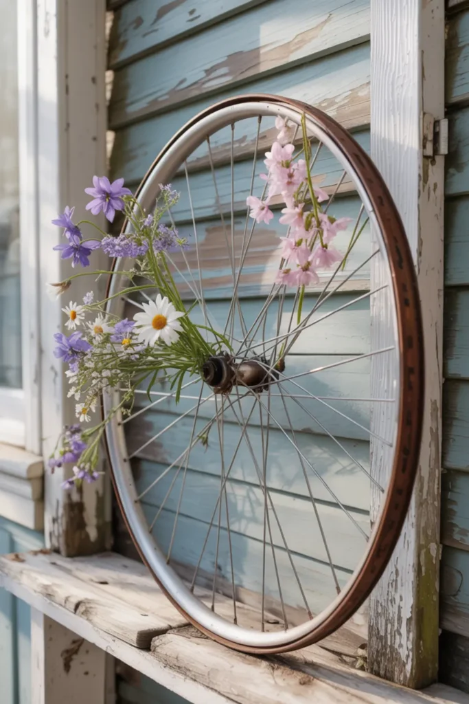 Vintage Bicycle Wheel Wreath