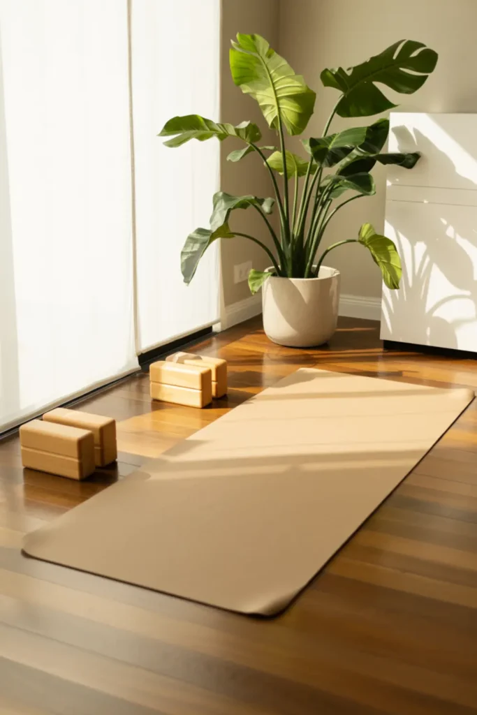 Minimalist Neutral Yoga Corner