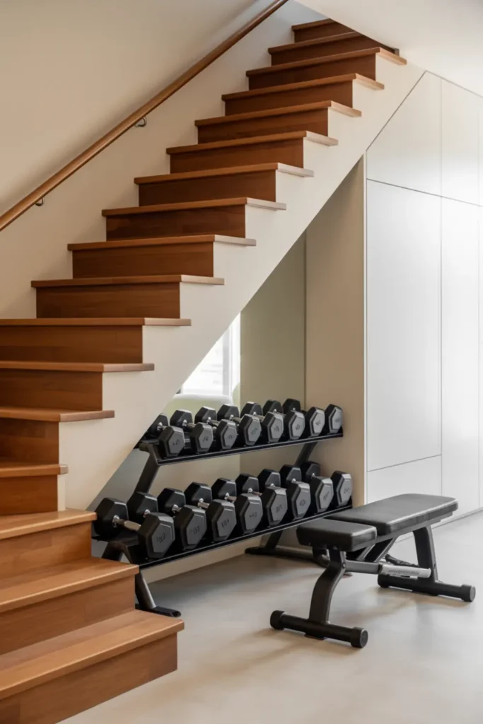 Under-Stairs Dumbbell Station