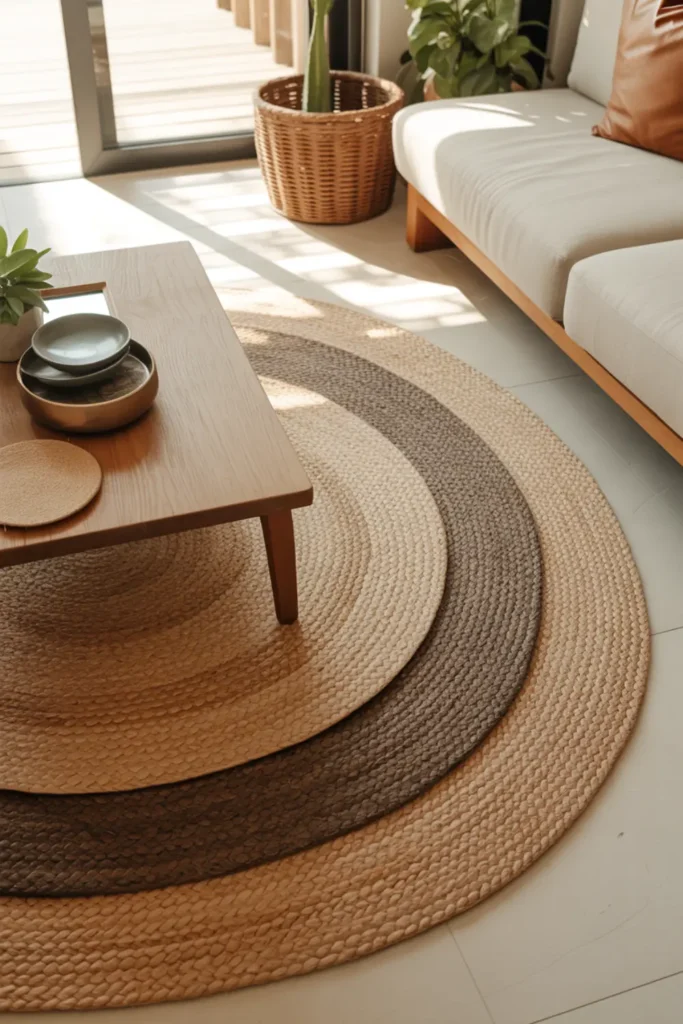 Use Layered Jute Rugs for Organic Texture