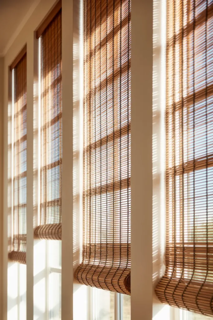 Add Woven Bamboo Blinds for Natural Shade