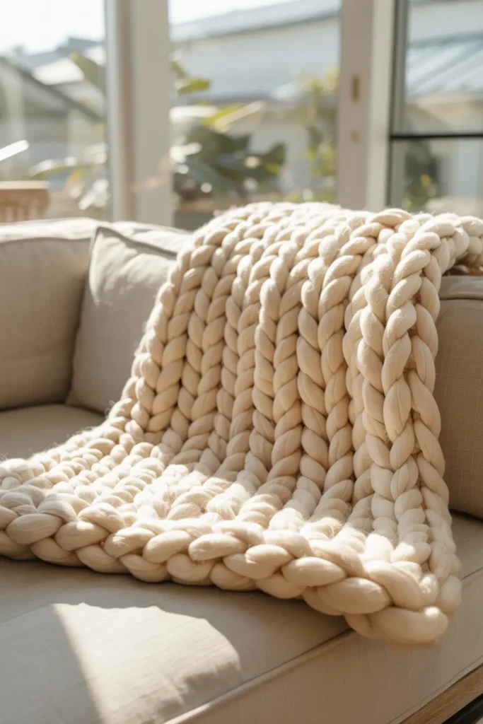 Toss Chunky Knit Blankets for Texture