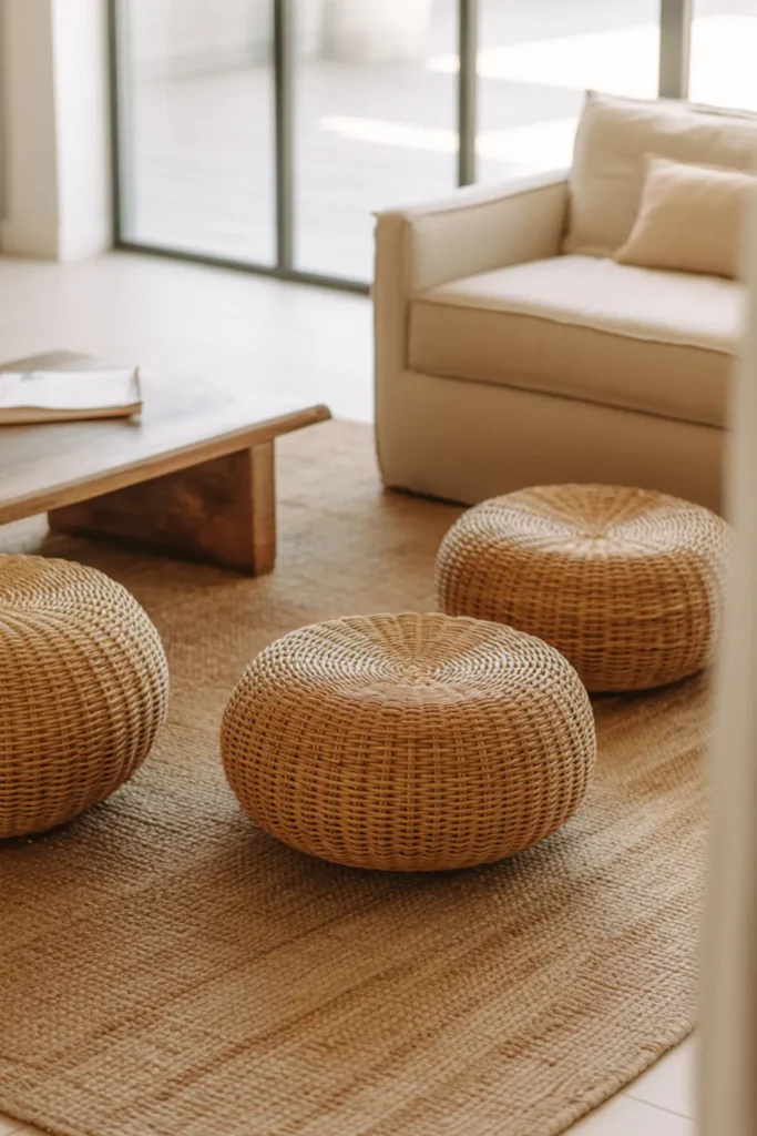 Scatter Rattan Poufs and Ottomans