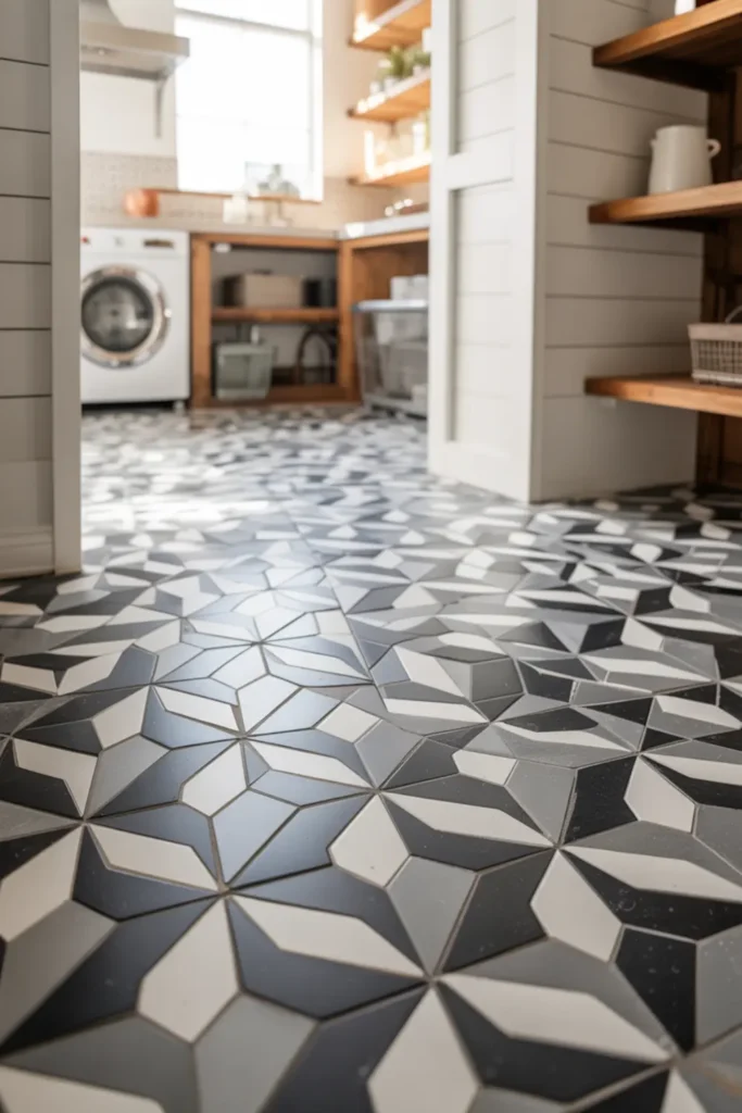 Install Patterned Cement Floor Tiles