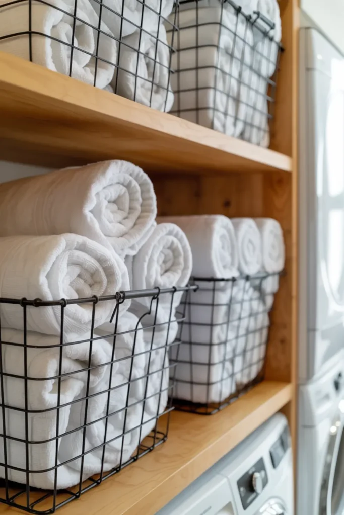 Use Wire Baskets for Fresh Towels