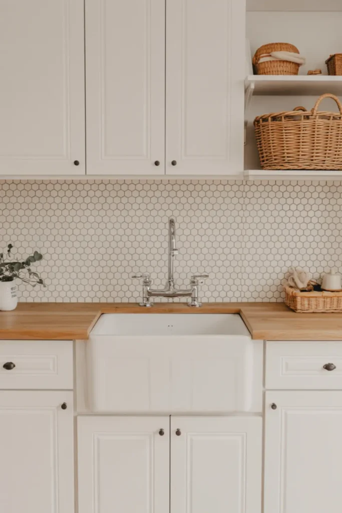 Choose a White Hexagon Tile Backsplash