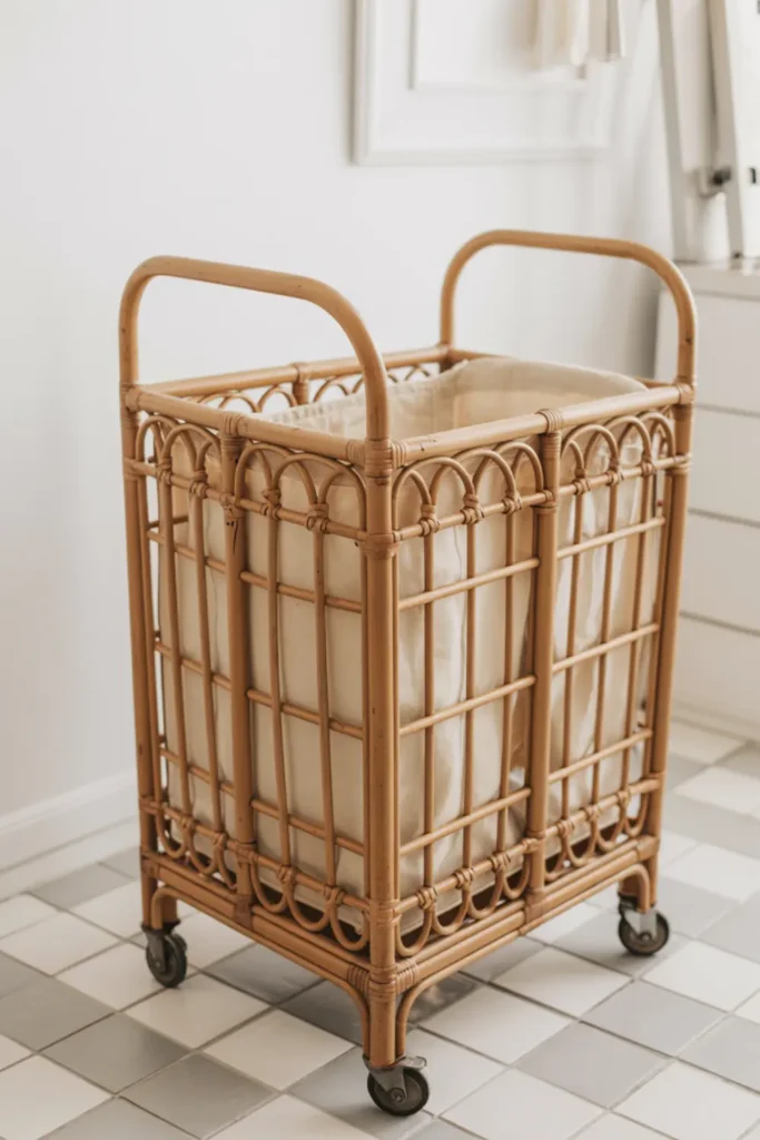 Add a Rolling Rattan Laundry Cart