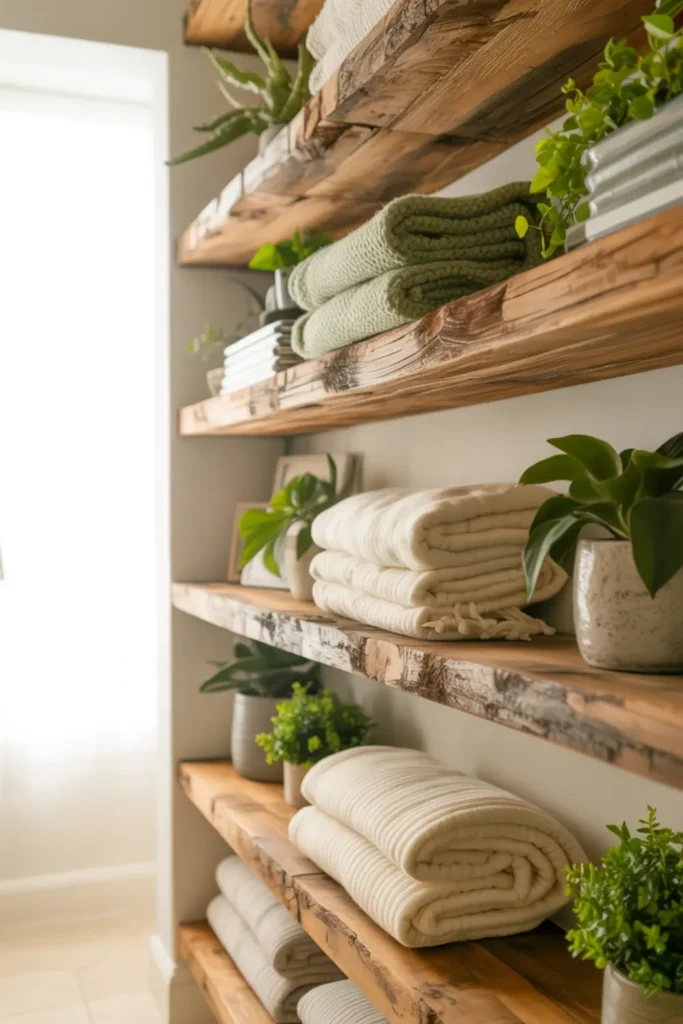 Install Reclaimed Wood Open Shelving