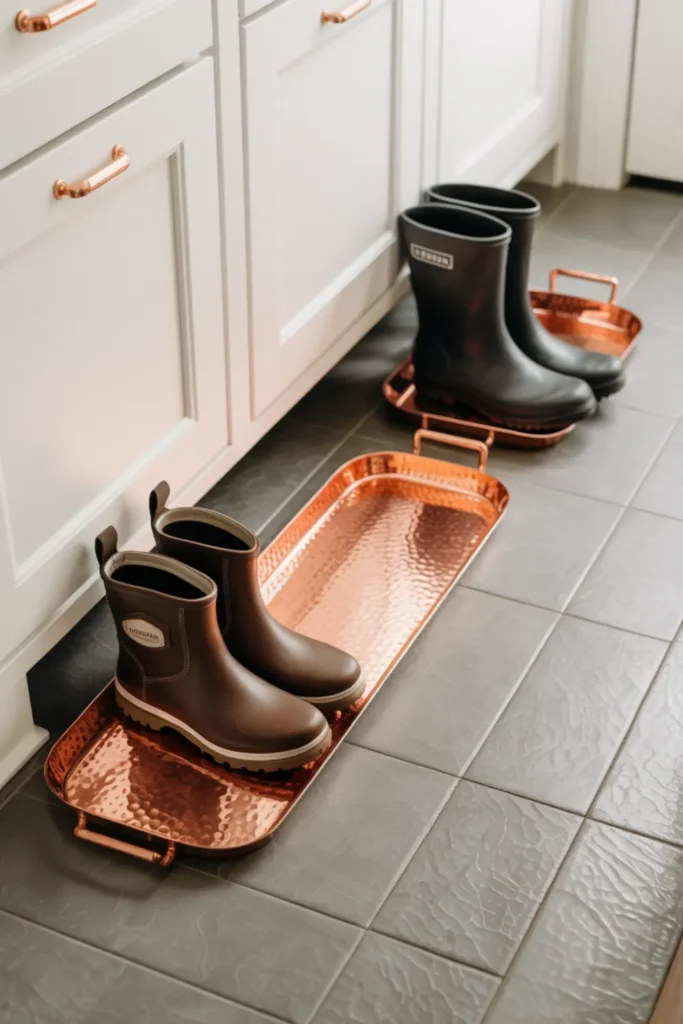 Use Copper Trays for Muddy Boots