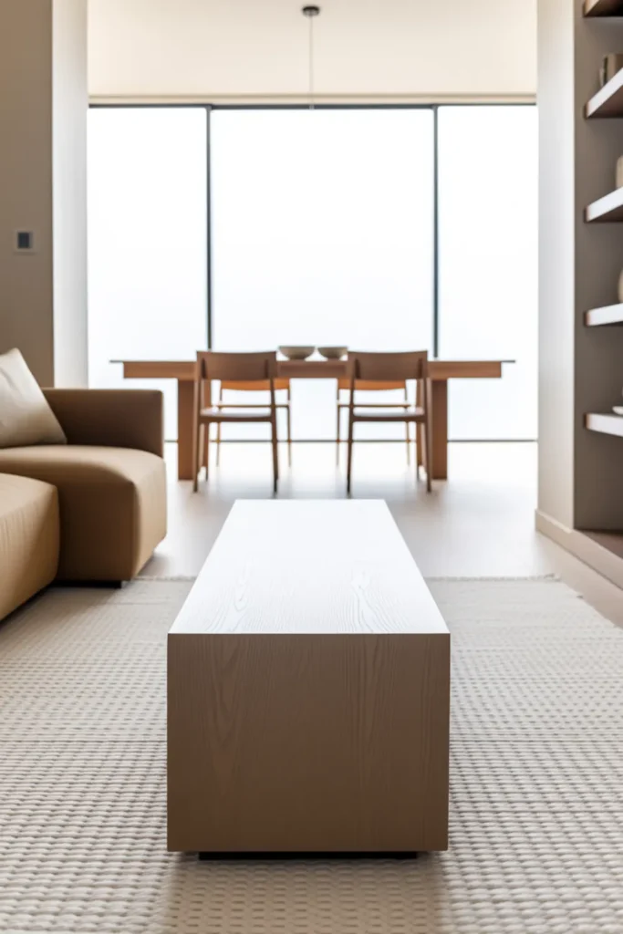 perfectly aligned furniture axis in an open floor plan