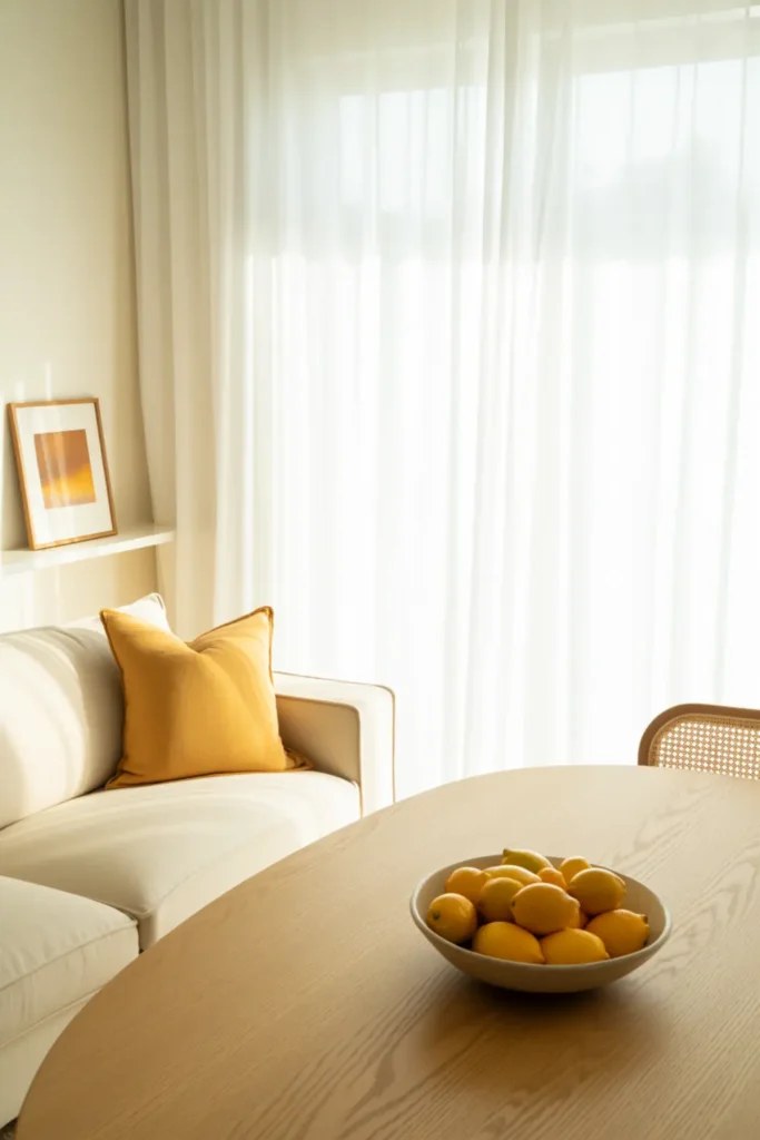 subtle shared accent colors in open plan home styling