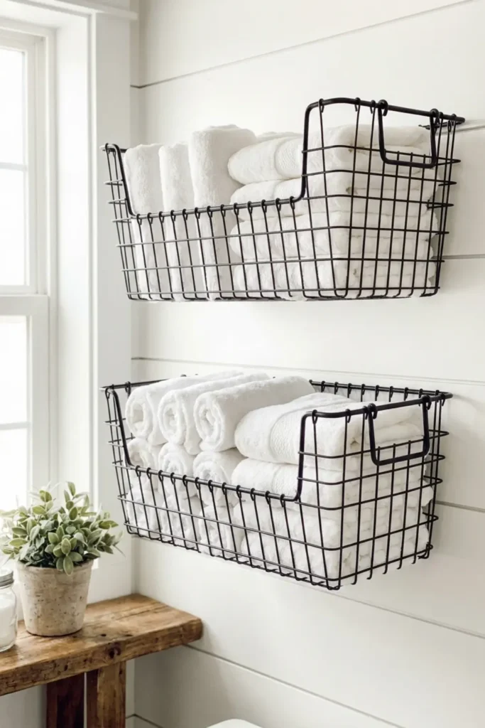 Hang Wire Baskets Horizontally on the Wall