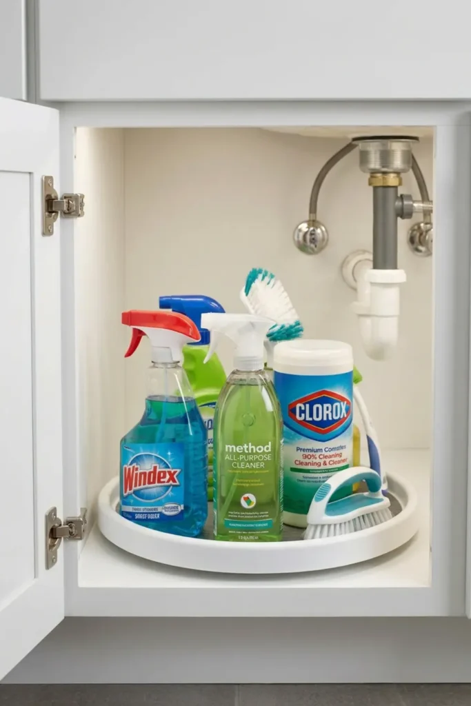 Add a Lazy Susan for Cleaning Supplies