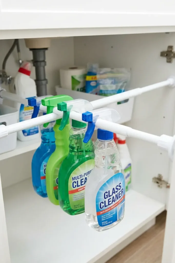 Install an Expandable Tension Rod for Spray Bottles