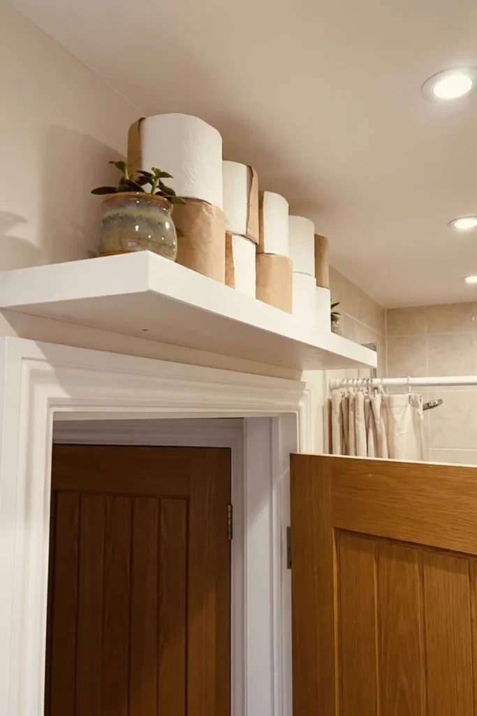 Add a Shelf Above the Bathroom Door Frame
