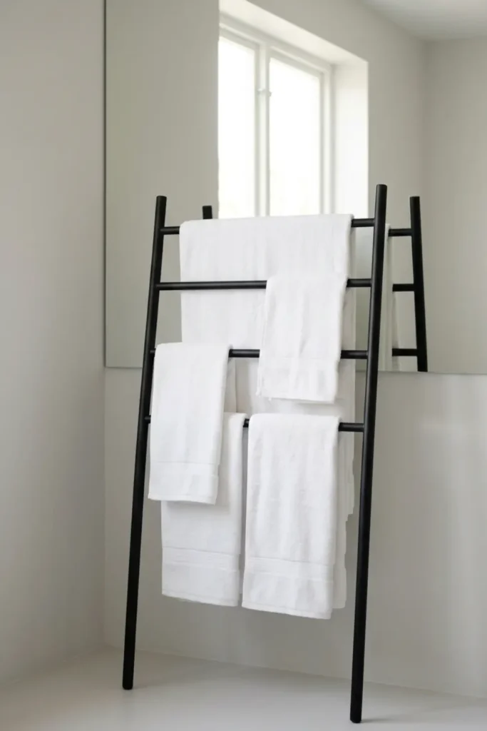 Use a Freestanding Towel Rack if Wall Space is Zero