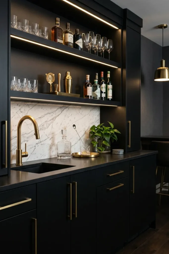 High-Contrast Black and Brass