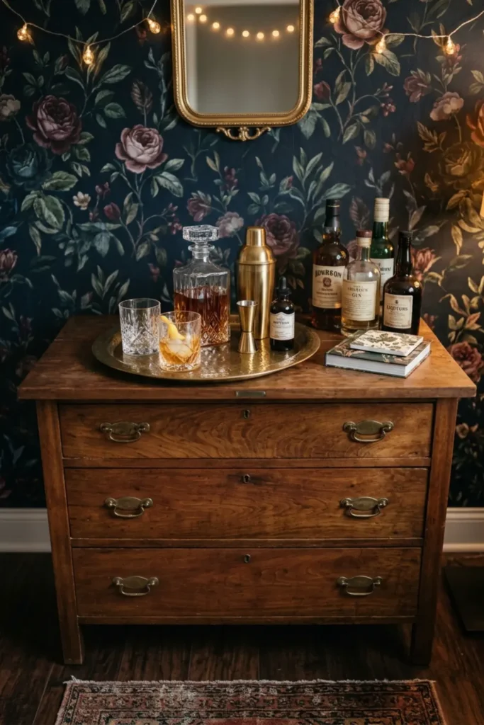 Repurposed Antique Dresser Bar Cart